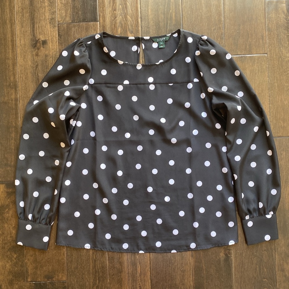 J.Crew Polka Dot Puff Sleeve Top